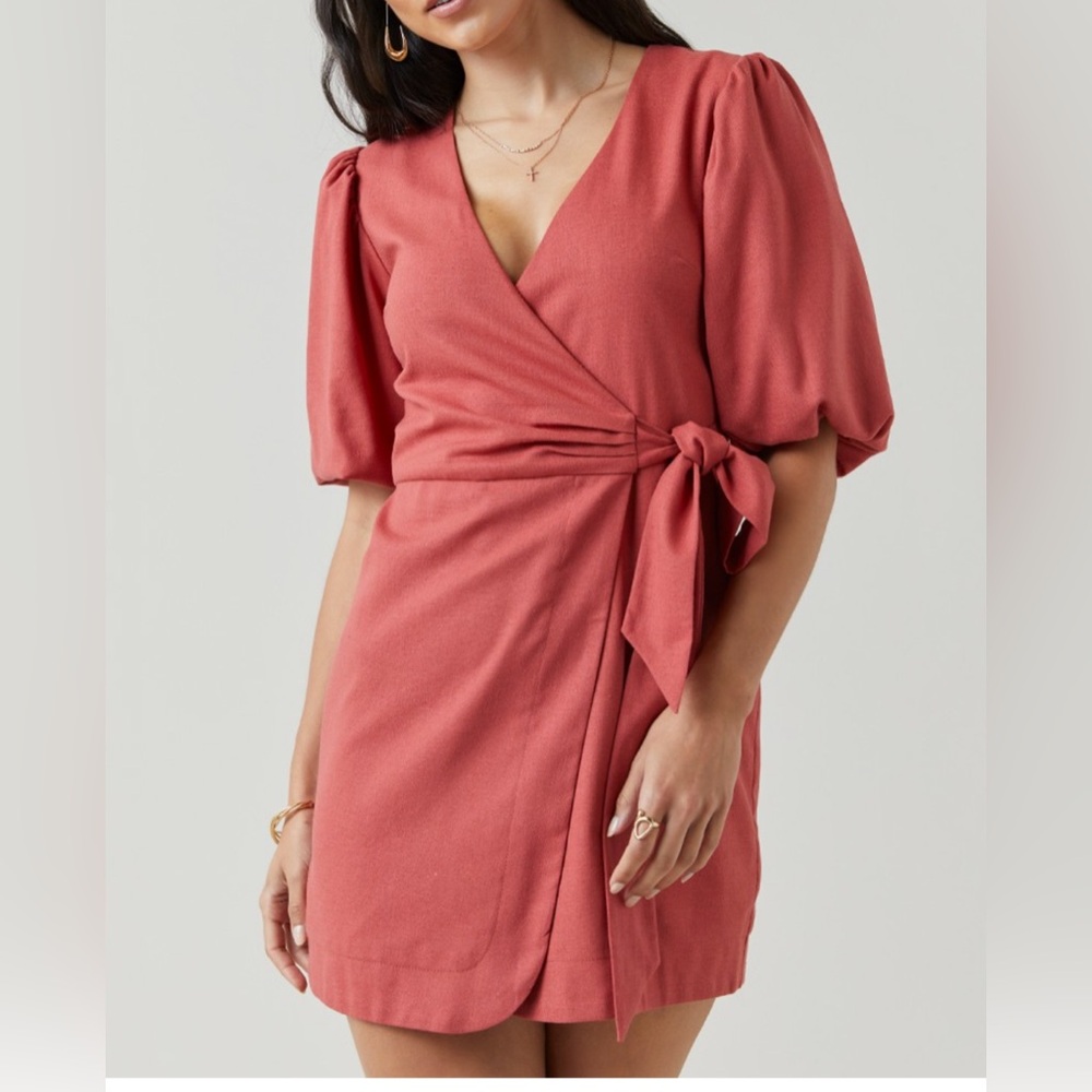Francesca’s Linen Wrap Dress - NWT